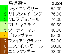 2024　東スポ杯２歳Ｓ　馬場適性指数